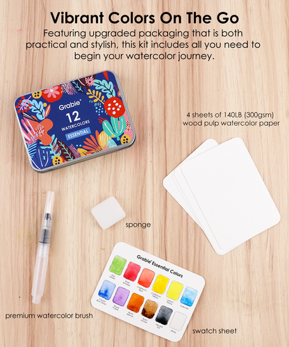Watercolor Pocket Set Of 12 With Brush
