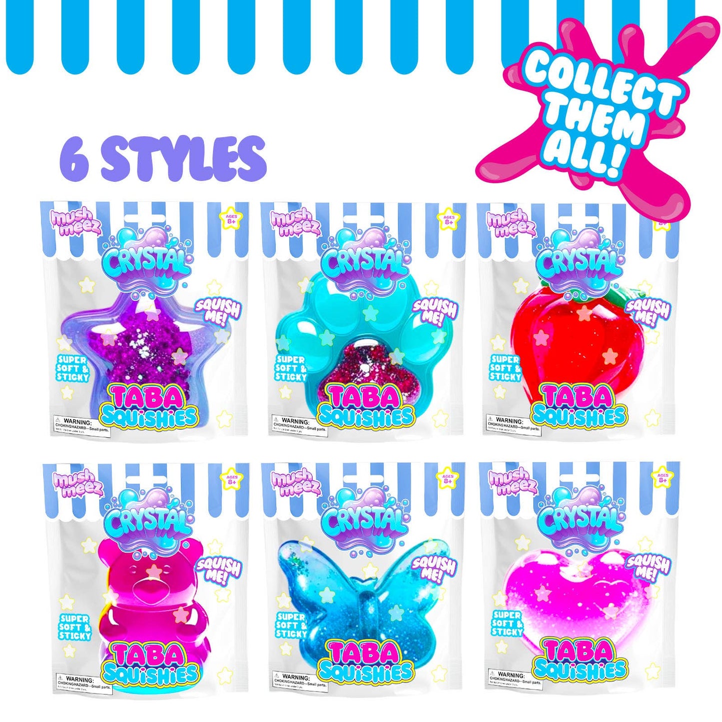 Taba Squishies Mushmeez Crystal Clear