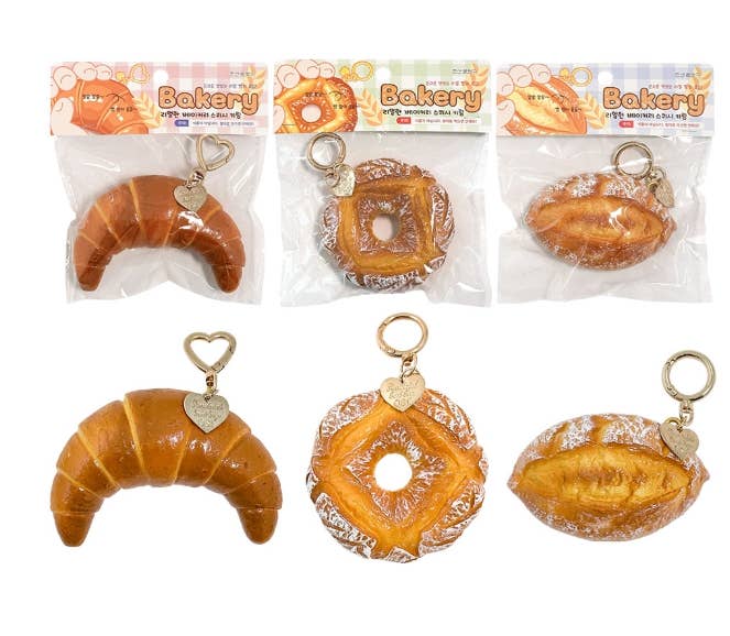 Realistic Bakery Squishy Keychain – Croissant/ Donut/Bread