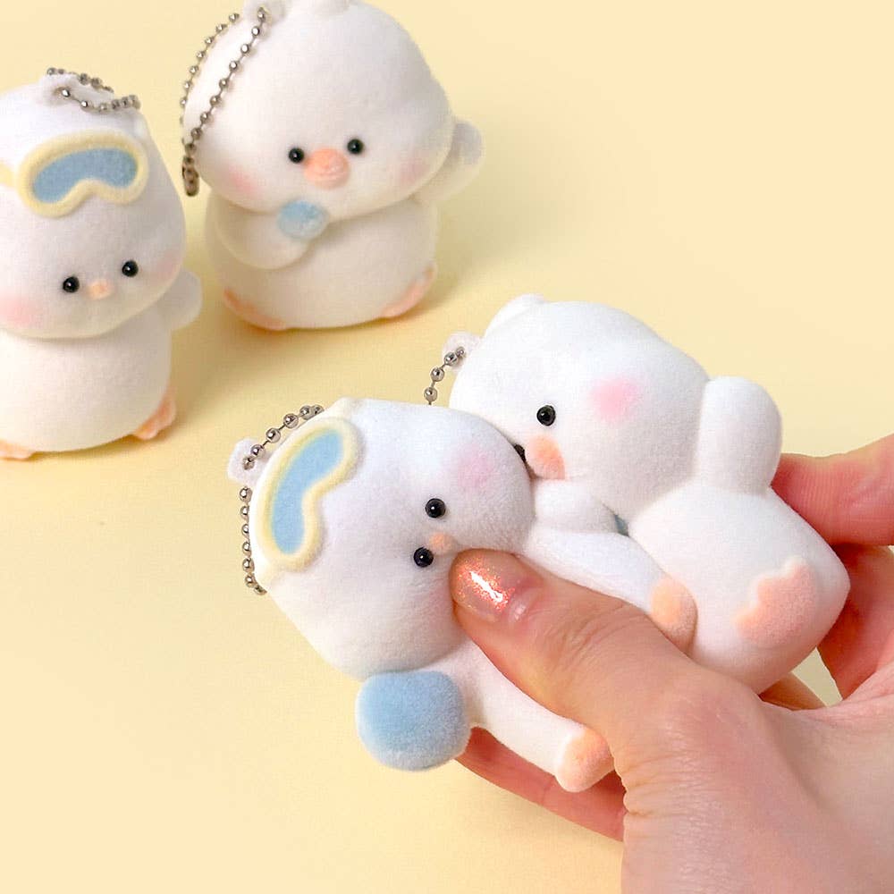 Soft Fluffy Duck Squishy Keychain