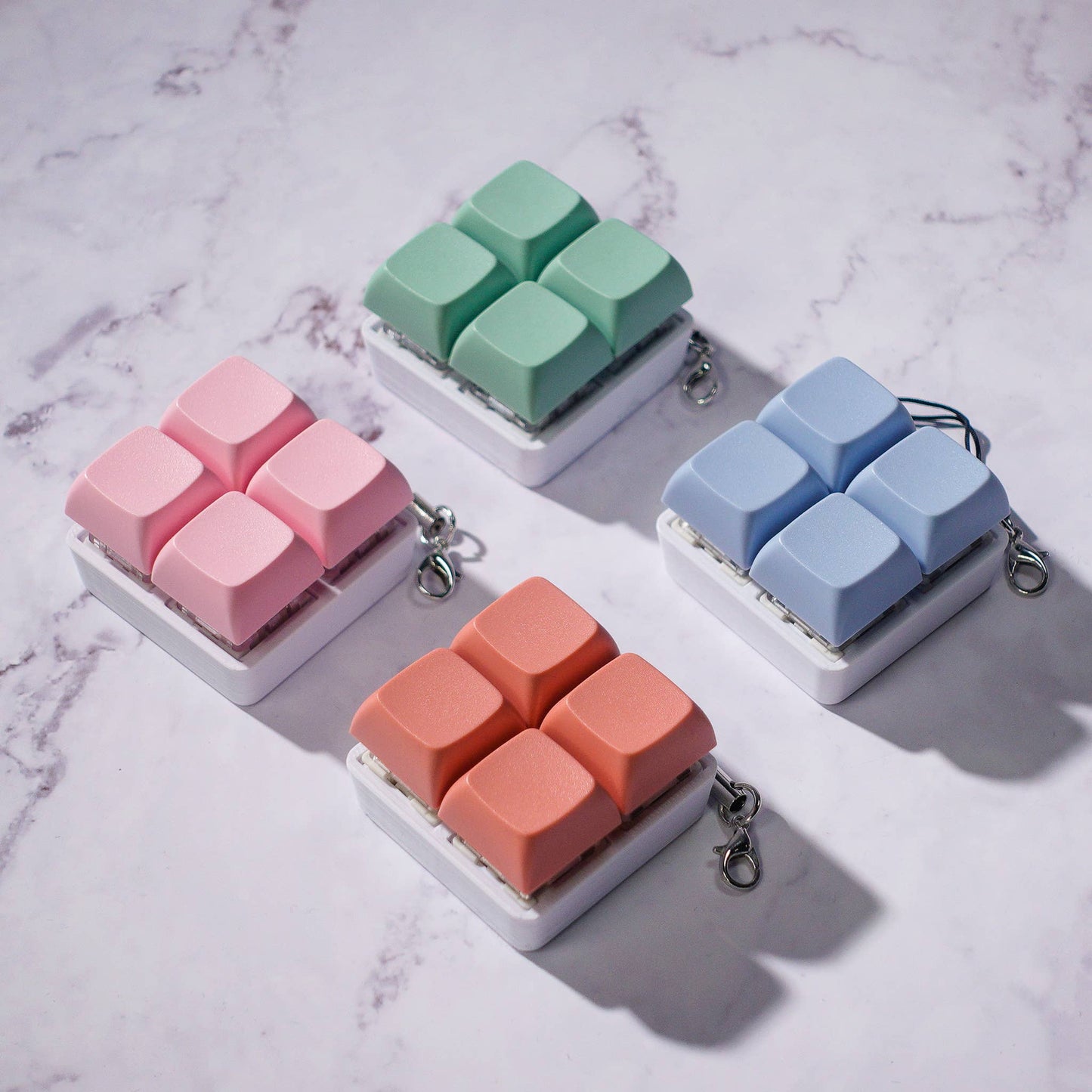 4 Key Square Clicky Sound Keyboard Fidget Keychain