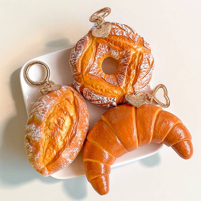Realistic Bakery Squishy Keychain – Croissant/ Donut/Bread
