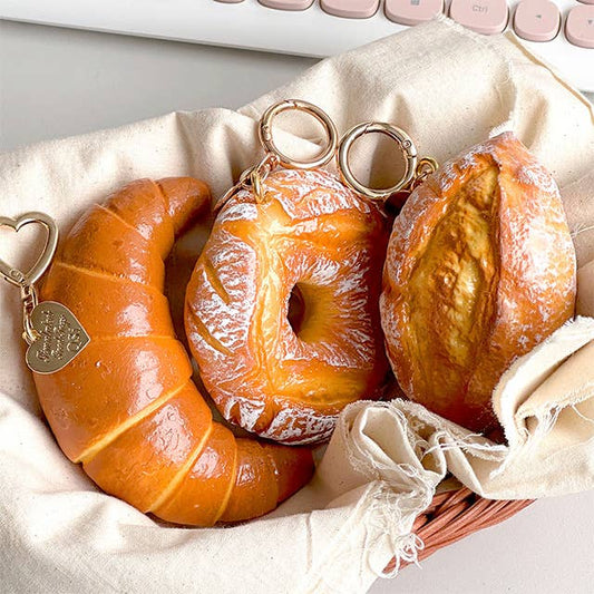 Realistic Bakery Squishy Keychain – Croissant/ Donut/Bread