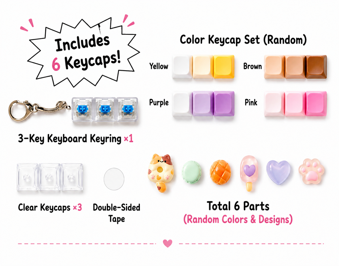 Trending DIY Keyboard Keychain Kit – Clickable 3-Keycap Set!
