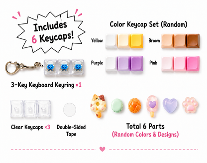 Trending DIY Keyboard Keychain Kit – Clickable 3-Keycap Set!