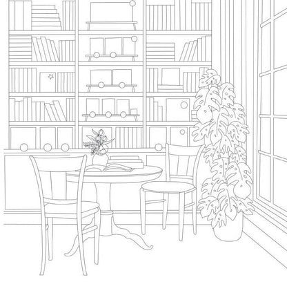 Cozy Bookshops: Colouring Book :
