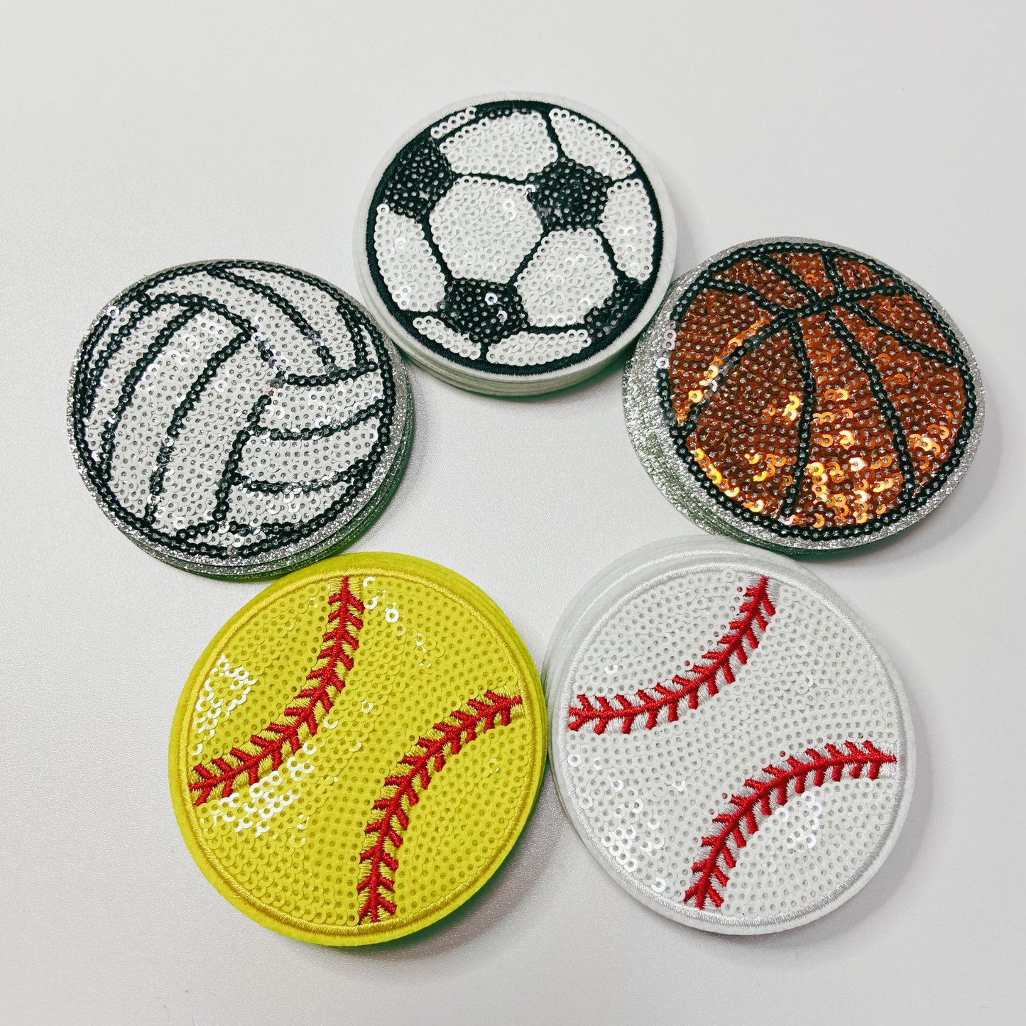 3" inch sequin Sports Balls (Basketball, Soccer, Baseball, Volleyball, Softball) -  Sequin Hat Patch