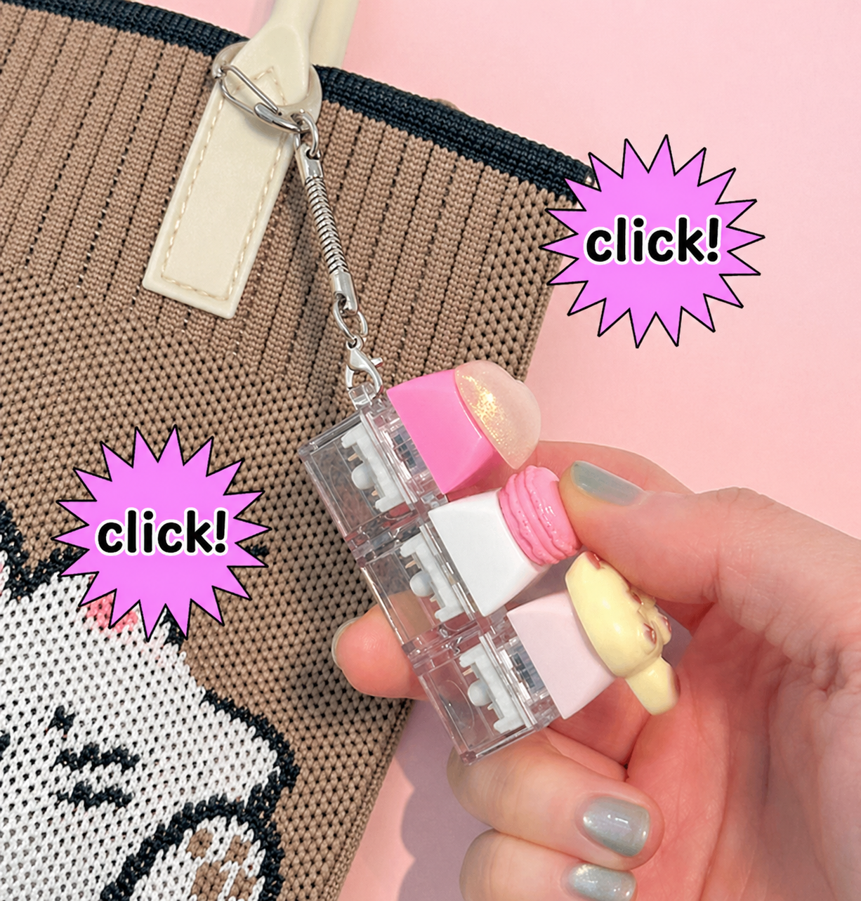 Trending DIY Keyboard Keychain Kit – Clickable 3-Keycap Set!