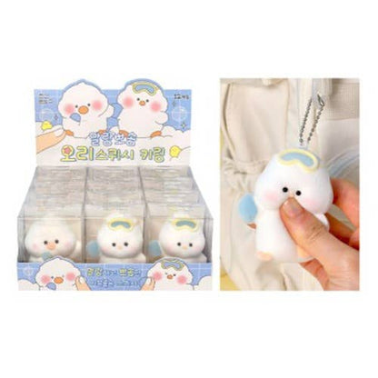 Soft Fluffy Duck Squishy Keychain