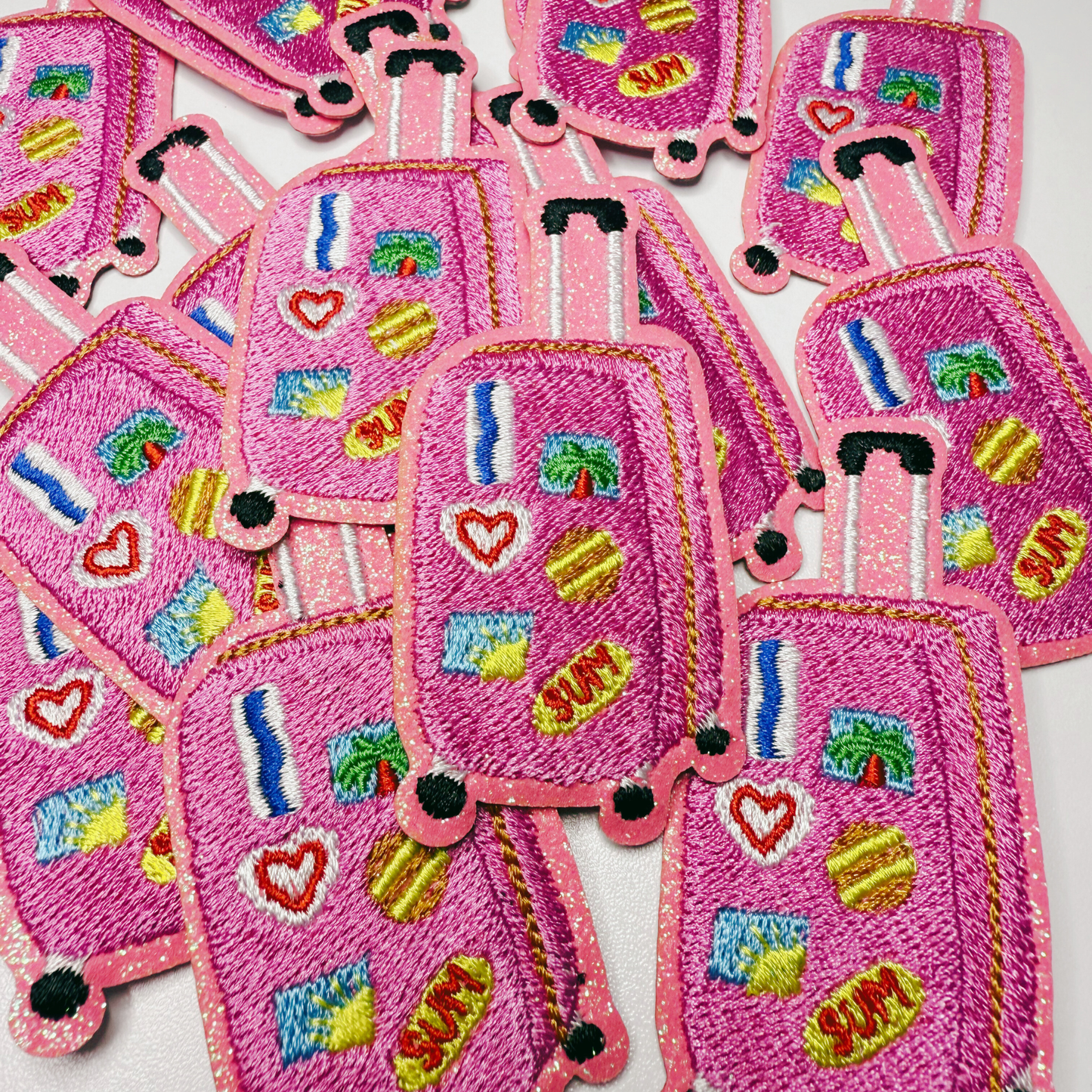3" Suitcase pink -  Embroidered Hat Patch