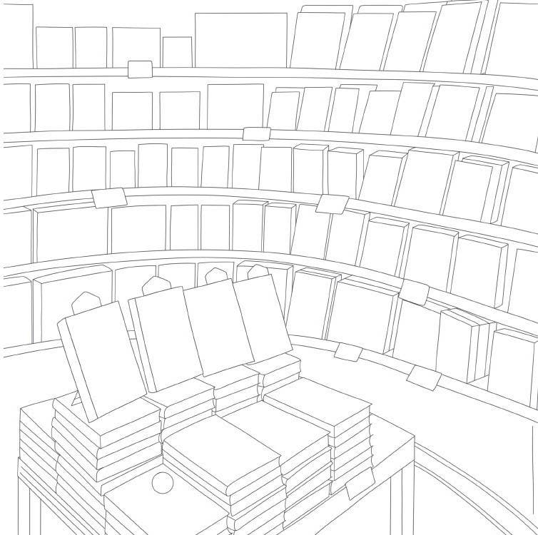 Cozy Bookshops: Colouring Book :