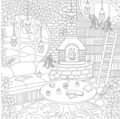 Cozy Bookshops: Colouring Book :