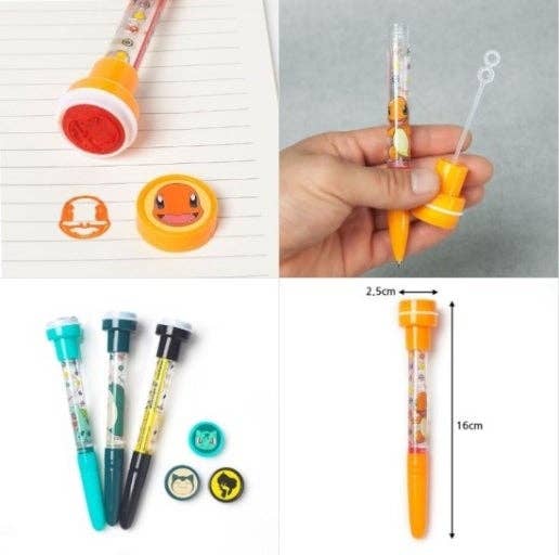 Pokémon Bubble Stamp + Ballpoint Pen + Bubble Wand