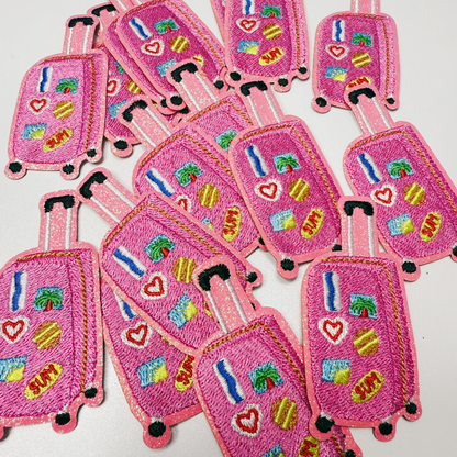 3" Suitcase pink -  Embroidered Hat Patch