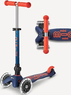 Micro Mini Foldable LED Scooter Navy Blue/Orange